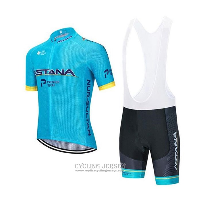 2020 Cycling Jersey Astana Blue Yellow Short Sleeve And Bib Short